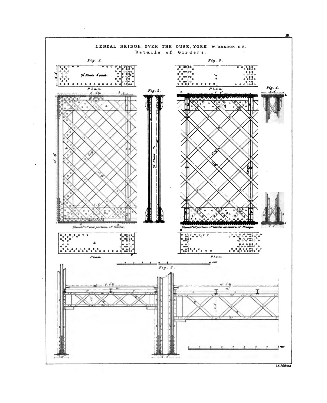 Details of the Lendal Bridge ironwork design from *Civil Engineer and Architect's Journal*